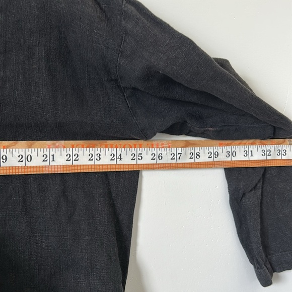 Camille and Co 100% Linen L Black Hooded Pullover Whimsigoth USA Made Natural - Picture 11 of 16